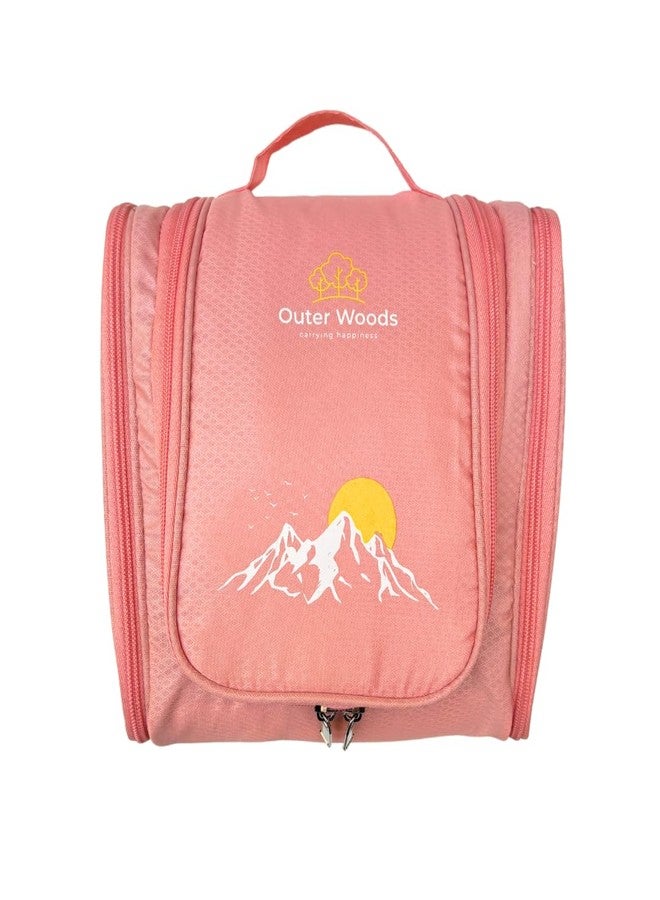 Outer Woods Travel Toiletry Bag - Waterproof Hanging Organizer with Multiple Compartments | Unisex Cosmetic, Makeup, Medical or Kids Kit | Ideal for Trips, Gym, Camping - 3 Month Warranty (Peach) - Image 1